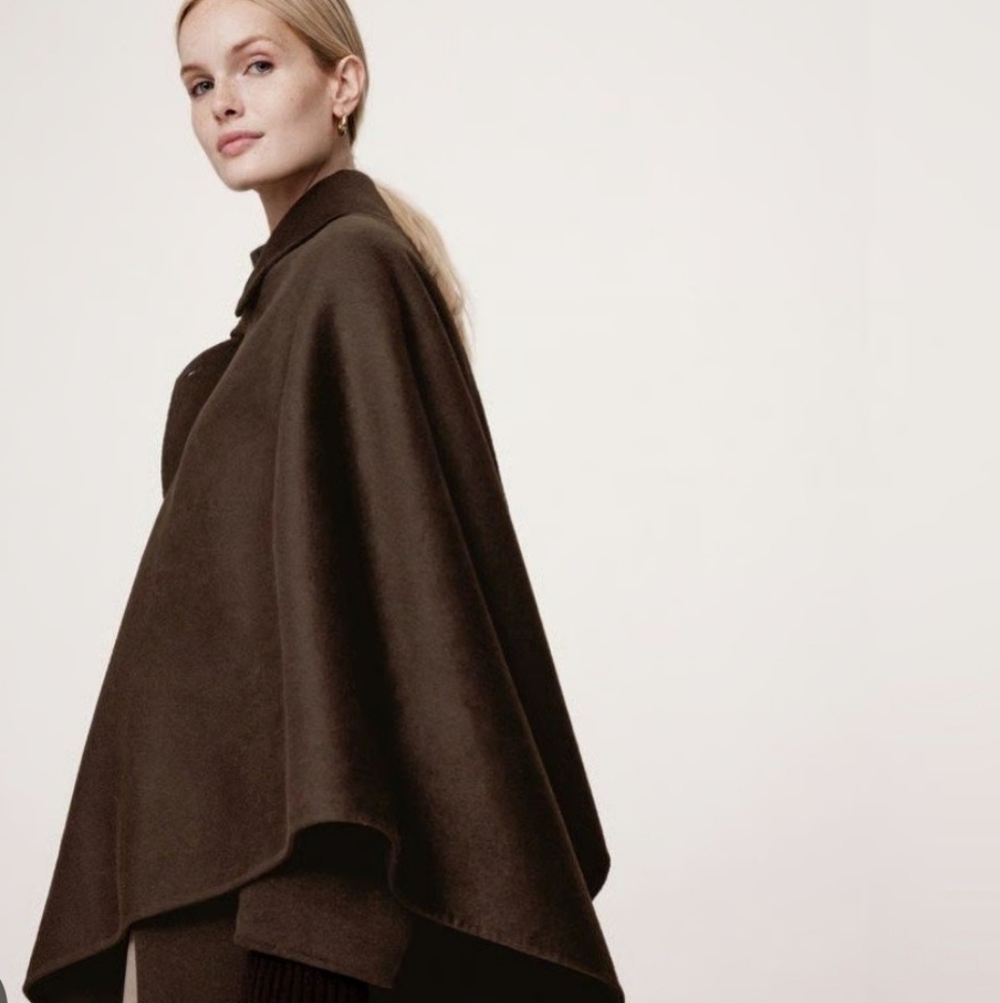 Vintage Canada Chocolate Minimalist Doen Old Money Poncho Cape Rich Wool Heavy - Picture 7 of 12